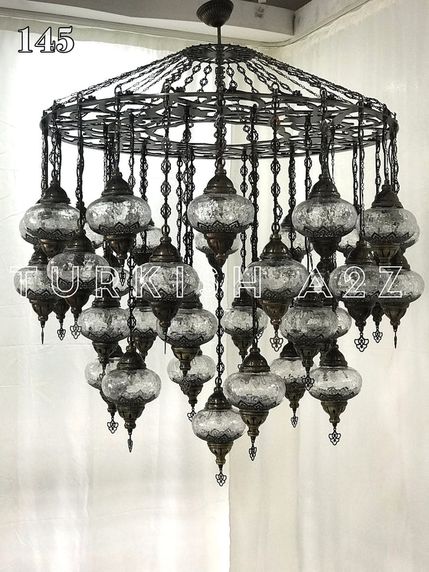 Turkish Mosaic Chandelier With 37 Large Globes  ,ID: 145, FREE SHIPPING - TurkishLights.NET