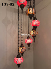 Turkish Mosaic Chandelier with 7 Large- BALL (Swag cable option),ID: 137 - TurkishLights.NET