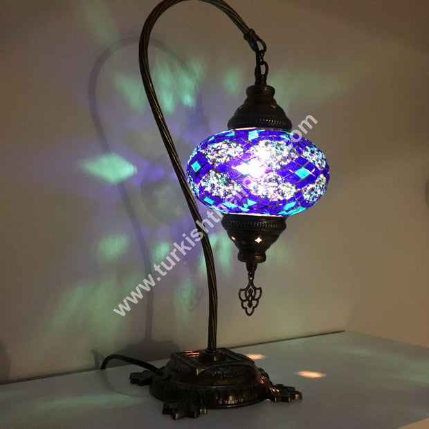 SWAN NECK MOSAIC TABLE LAMP, LARGE GLOBE SPECIAL EDITION - TurkishLights.NET