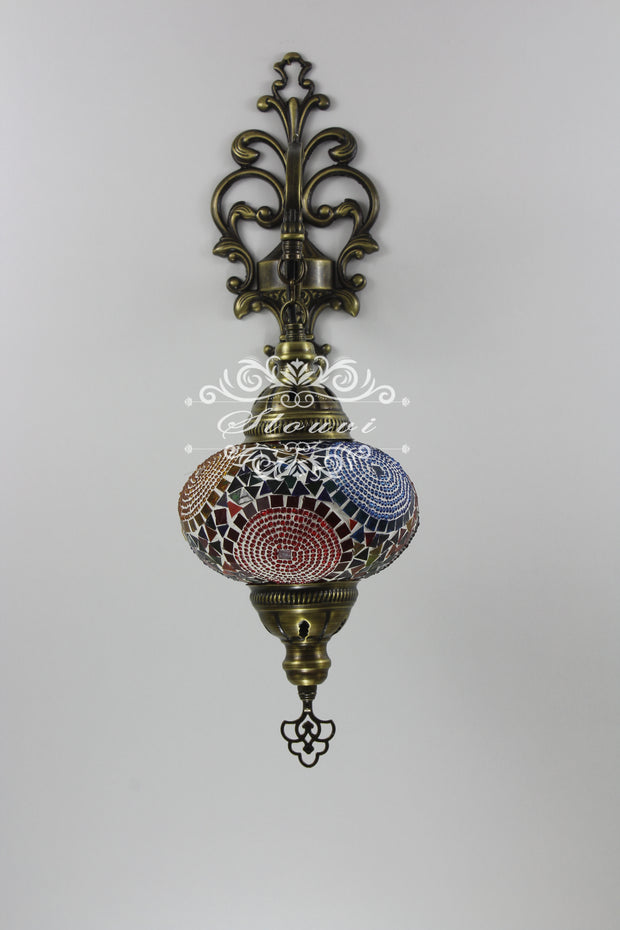 Turkish Mosaic  Wall Sconce, With Large Globe - TurkishLights.NET