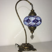 SWAN NECK MOSAIC TABLE LAMP, LARGE GLOBE SPECIAL EDITION - TurkishLights.NET