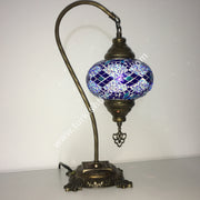 SWAN NECK MOSAIC TABLE LAMP, LARGE GLOBE SPECIAL EDITION - TurkishLights.NET