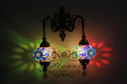 Turkish Mosaic Double Wall Sconce, With Large Globes - TurkishLights.NET