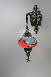 Turkish Mosaic  Wall Sconce, With Large Globe - TurkishLights.NET