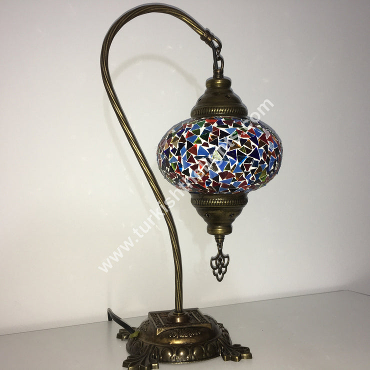 SWAN NECK MOSAIC TABLE LAMP, BIG GLOBE - TurkishLights.NET