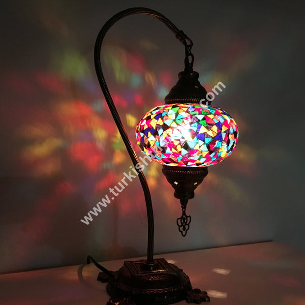 SWAN NECK MOSAIC TABLE LAMP, BIG GLOBE - TurkishLights.NET