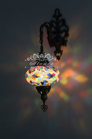 Turkish Mosaic  Wall Sconce, With Large Globe - TurkishLights.NET