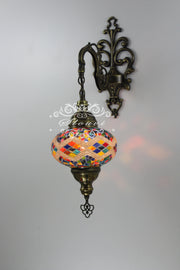 Turkish Mosaic  Wall Sconce, With Large Globe - TurkishLights.NET