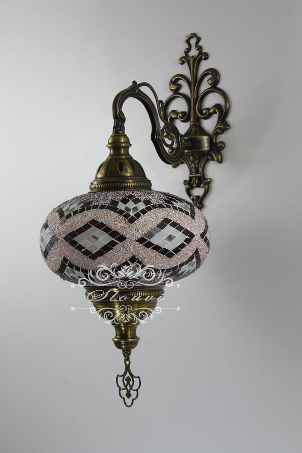 Turkish Mosaic Wall Sconce, With Extra Large Globes - TurkishLights.NET