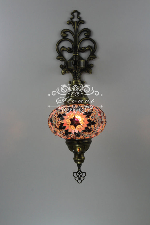 Turkish Mosaic  Wall Sconce, With Large Globe - TurkishLights.NET