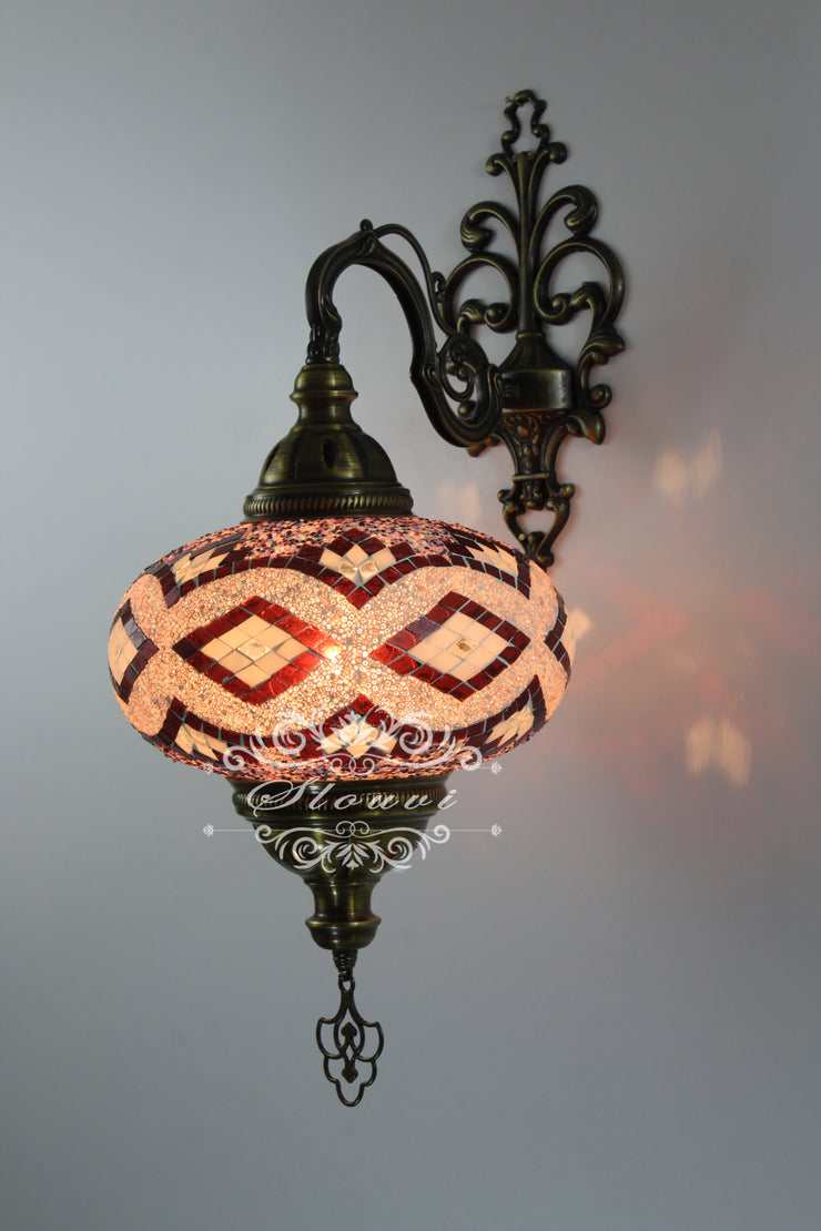 Turkish Mosaic Wall Sconce, With Extra Large Globes - TurkishLights.NET