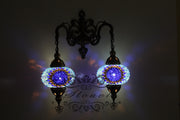 Turkish Mosaic Double Wall Sconce, With Large Globes - TurkishLights.NET