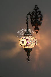 Turkish Mosaic  Wall Sconce, With Large Globe - TurkishLights.NET