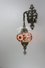 Turkish Mosaic  Wall Sconce, With Large Globe - TurkishLights.NET