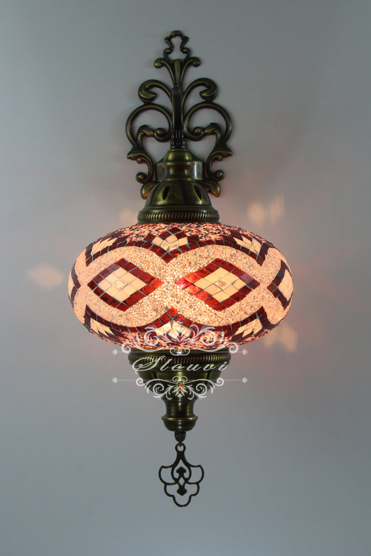 Turkish Mosaic Wall Sconce, With Extra Large Globes - TurkishLights.NET