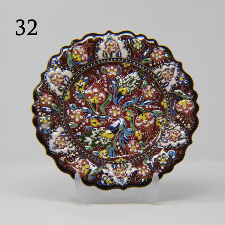SET OF 3 HAND MADE TURKISH CERAMIC PLATE, 18 cm ( 8''inch ) ID:130 - TurkishLights.NET