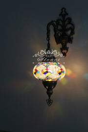 Turkish Mosaic  Wall Sconce, With Large Globe - TurkishLights.NET