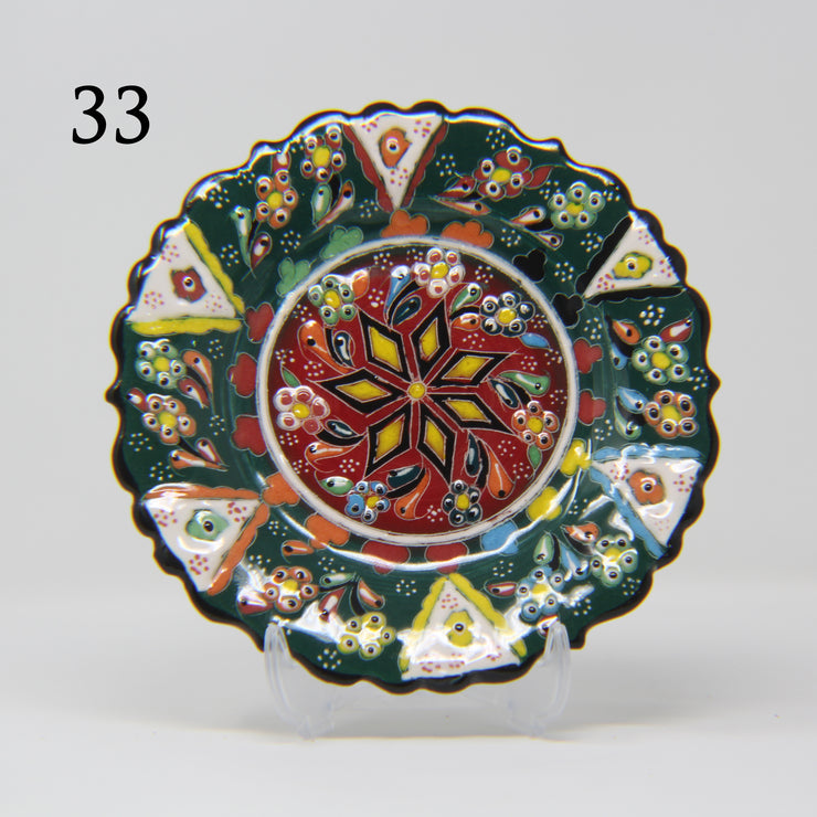 SET OF 3 HAND MADE TURKISH CERAMIC PLATE, 18 cm ( 8''inch ) ID:130 - TurkishLights.NET
