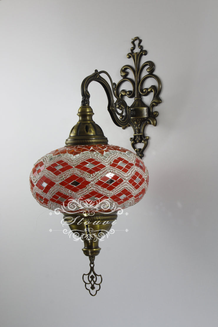 Turkish Mosaic Wall Sconce, With Extra Large Globes - TurkishLights.NET