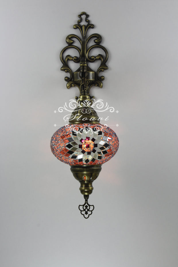 Turkish Mosaic  Wall Sconce, With Large Globe - TurkishLights.NET