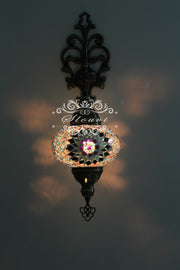 Turkish Mosaic  Wall Sconce, With Large Globe - TurkishLights.NET