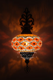 Turkish Mosaic Wall Sconce, With Extra Large Globes - TurkishLights.NET