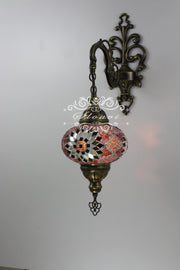 Turkish Mosaic  Wall Sconce, With Large Globe - TurkishLights.NET