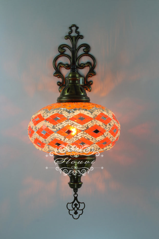 Turkish Mosaic Wall Sconce, With Extra Large Globes - TurkishLights.NET