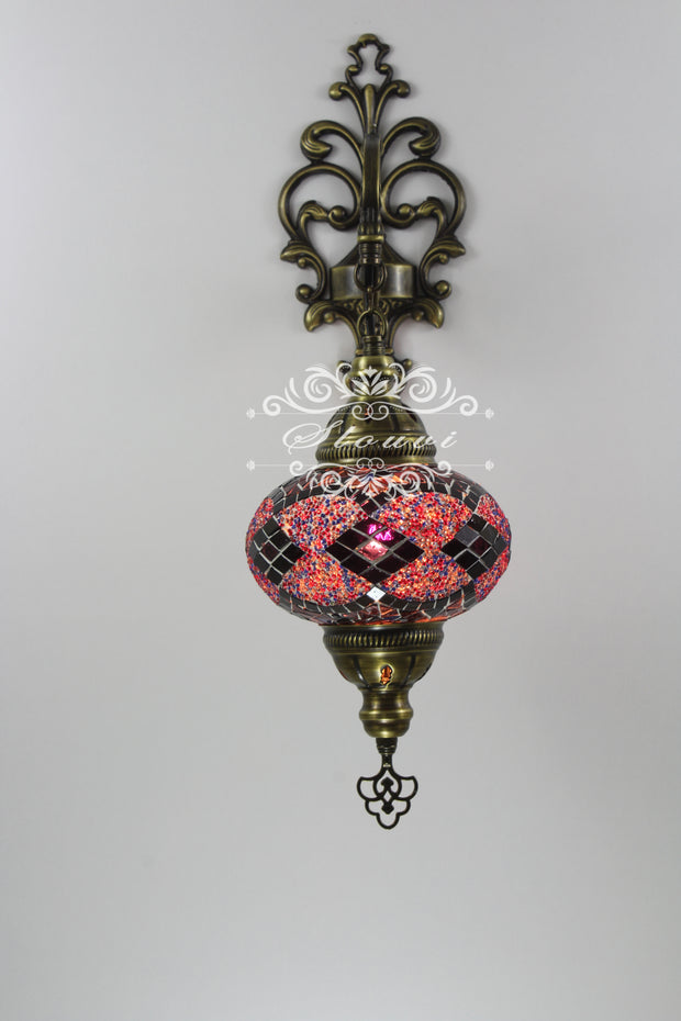 Turkish Mosaic  Wall Sconce, With Large Globe - TurkishLights.NET