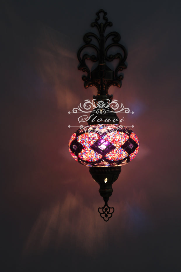 Turkish Mosaic  Wall Sconce, With Large Globe - TurkishLights.NET