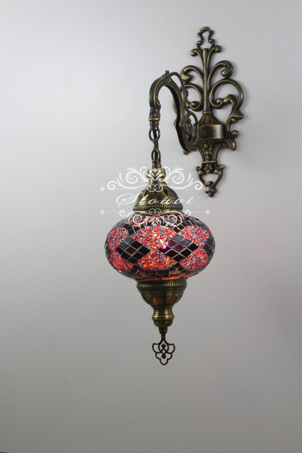 Turkish Mosaic  Wall Sconce, With Large Globe - TurkishLights.NET