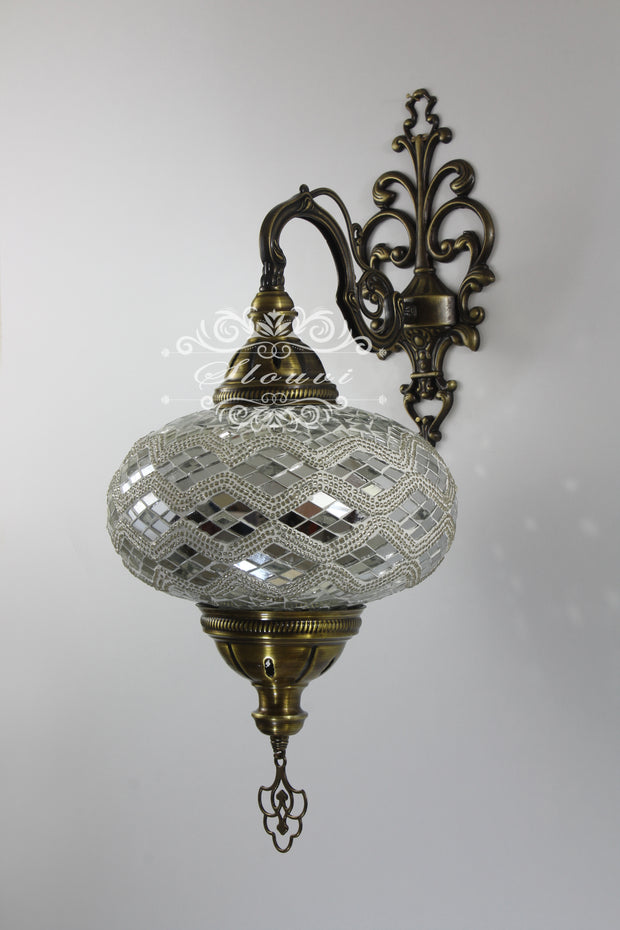 Turkish Mosaic Wall Sconce, With Extra Large Globes - TurkishLights.NET