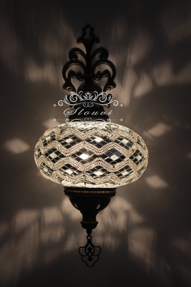 Turkish Mosaic Wall Sconce, With Extra Large Globes - TurkishLights.NET