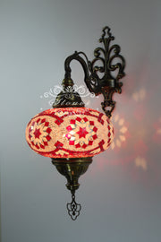 Turkish Mosaic  Wall Sconce, With Extra Large Globes - TurkishLights.NET