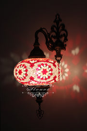 Turkish Mosaic  Wall Sconce, With Extra Large Globes - TurkishLights.NET