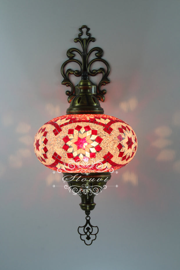 Turkish Mosaic  Wall Sconce, With Extra Large Globes - TurkishLights.NET