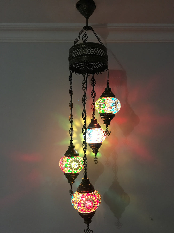 4 - BALL TURKISH MOSAIC CHANDELIER - TurkishLights.NET