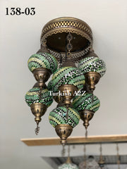 7 - BALL SULTAN  CHANDELIER (Medium globe) , Short Chandelier Flush Against the ceiling - TurkishLights.NET