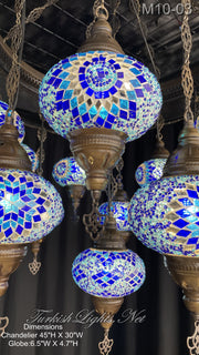 15-BALL TURKISH SULTAN MOSAIC CHANDELIER, LARGE GLOBES ID: M10-03