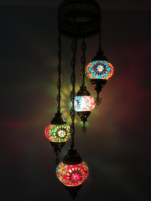 4 - BALL TURKISH MOSAIC CHANDELIER - TurkishLights.NET