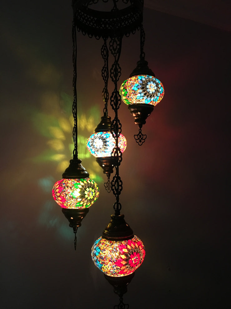 4 - BALL TURKISH MOSAIC CHANDELIER - TurkishLights.NET