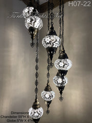 7 (M) BALL TURKISH WATER DROP MOSAIC CHANDELIER WİTH MEDIUM GLOBES H07-22