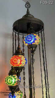 9 BALL TURKISH MOSAIC FLOOR LAMP WITH MEDIUM GLOBES F9-22