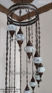 13 (M) BALL TURKISH WATER DROP MOSAIC CHANDELIER WİTH MEDIUM GLOBES H11-23