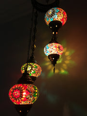 4 - BALL TURKISH MOSAIC CHANDELIER - TurkishLights.NET