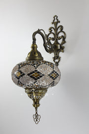 Turkish Mosaic  Wall Sconce, With Extra Large Globes - TurkishLights.NET