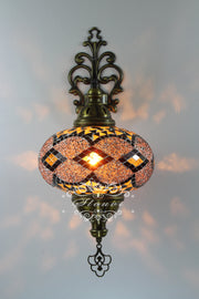 Turkish Mosaic  Wall Sconce, With Extra Large Globes - TurkishLights.NET