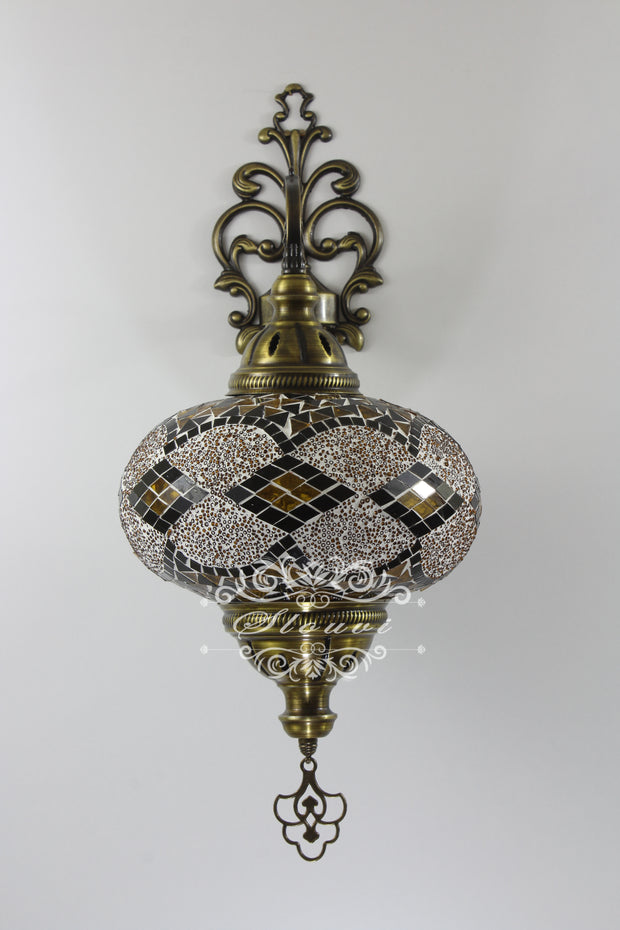 Turkish Mosaic  Wall Sconce, With Extra Large Globes - TurkishLights.NET