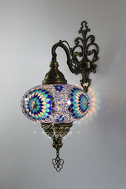 Turkish Mosaic  Wall Sconce, With Extra Large Globes - TurkishLights.NET