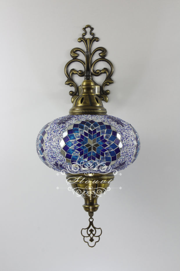 Turkish Mosaic  Wall Sconce, With Extra Large Globes - TurkishLights.NET